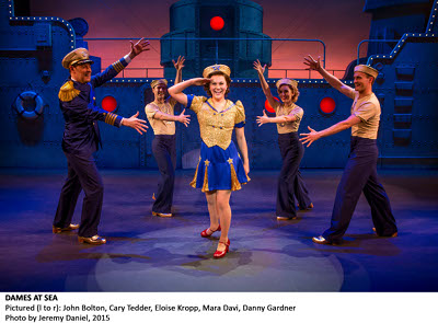 John Bolton, Cary Tedder, Eloise Kropp, Mara Davi, Danny Gardner in DAMES AT SEA photo by Jeremy Daniel, 2015